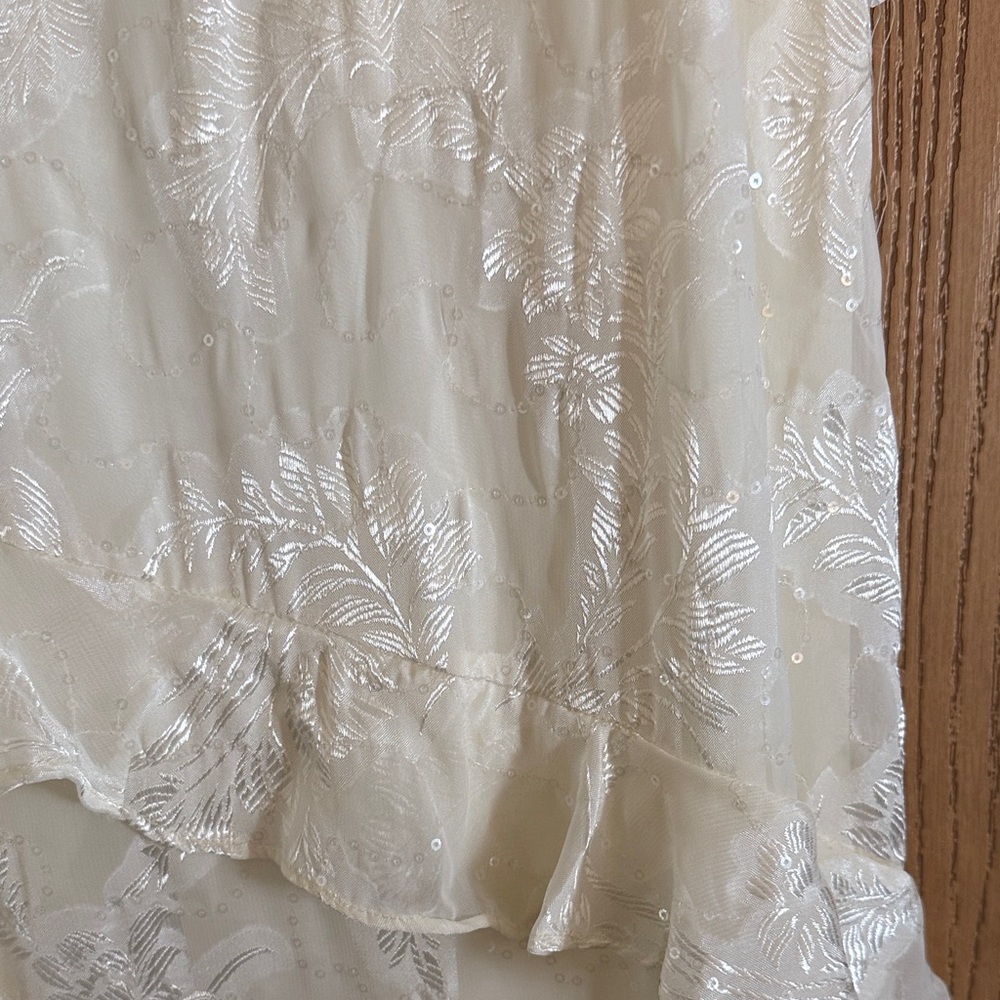 Chic Asymmetrical Cream Ruffle Dress - Picture 2 of 4